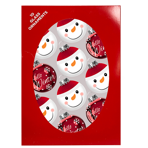 45mm x 10ct  snowman glass ornaments - copy