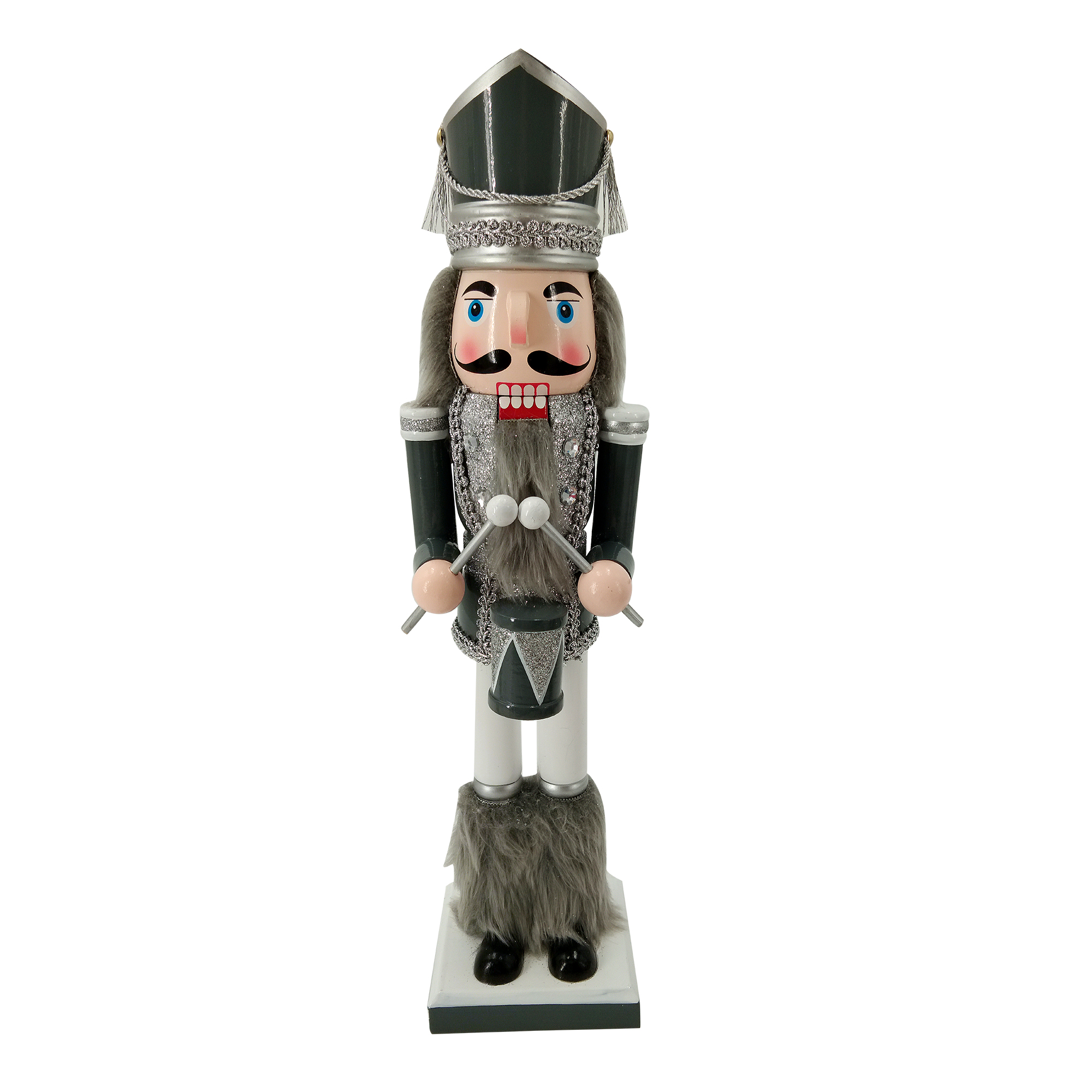 15IN Gray Drummer Nutcracker