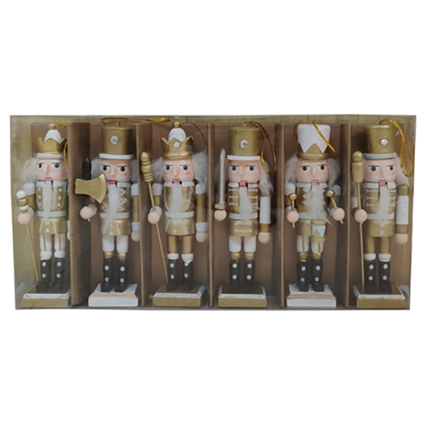 5IN  S/6 Gold Nutcracker Ornaments