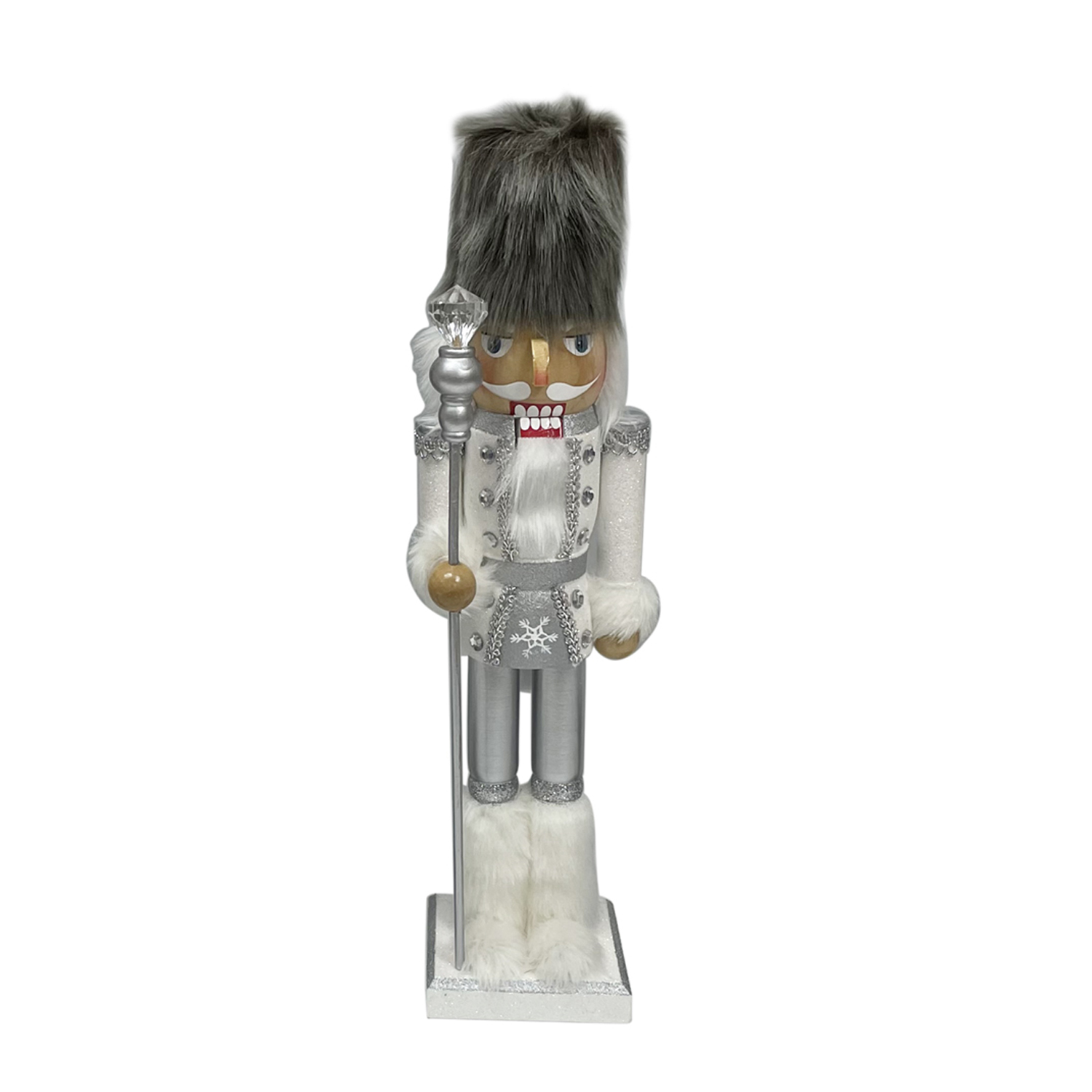 15IN White/Silver Nutcracker