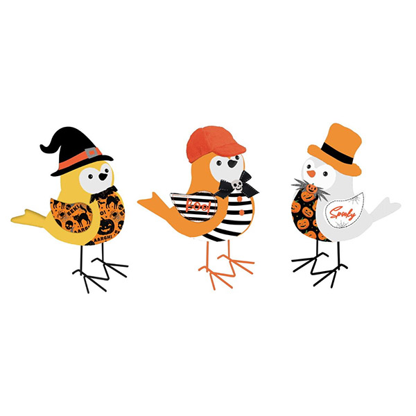 HALLOWEEN FABRIC BIRDS AST