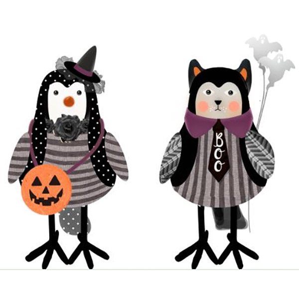 HALLOWEEN FABRIC BIRDS AST