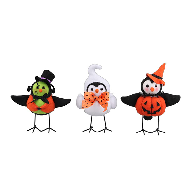 HALLOWEEN FABRIC BIRDS AST 