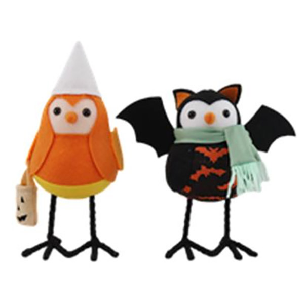 HALLOWEEN FABRIC BIRDS AST 