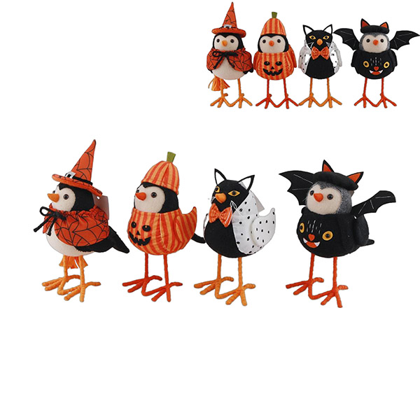 HALLOWEEN FABRIC BIRDS AST 