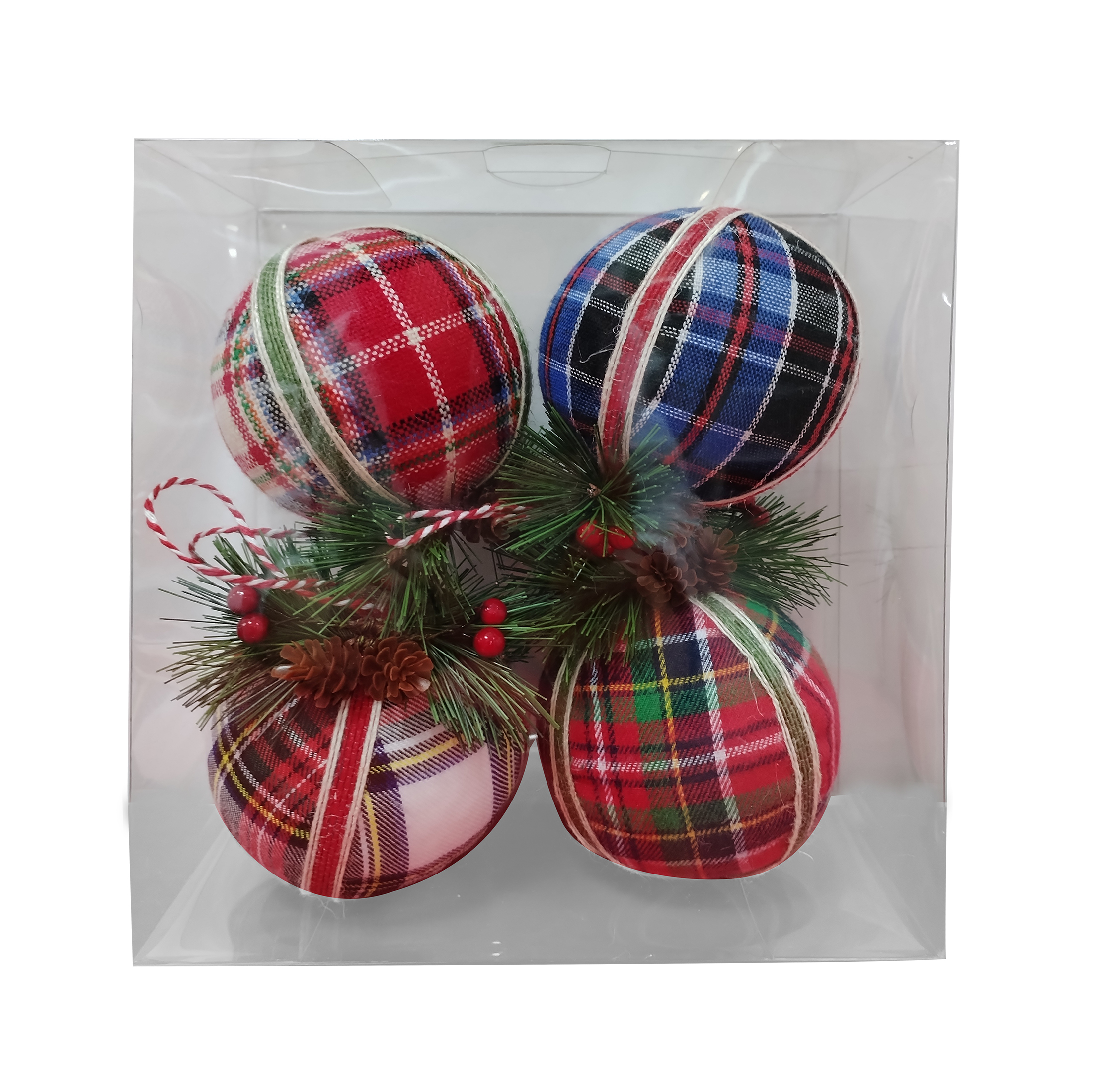 100mm x 4ct fabric ball ornaments