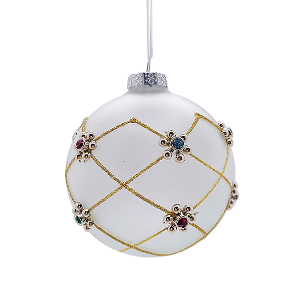 Glass White Ball Ornament 