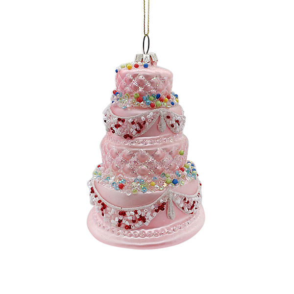 Glass  Pink Cake Ornaments