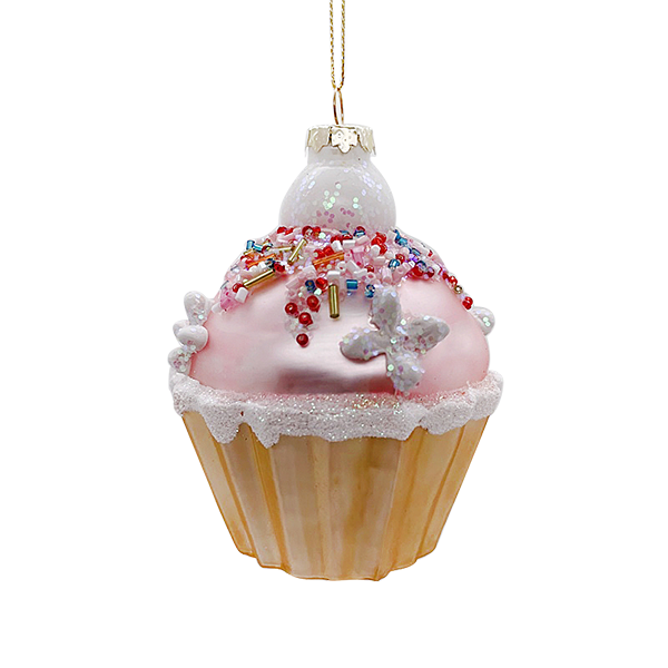 Glass  Cupcake Ornament 