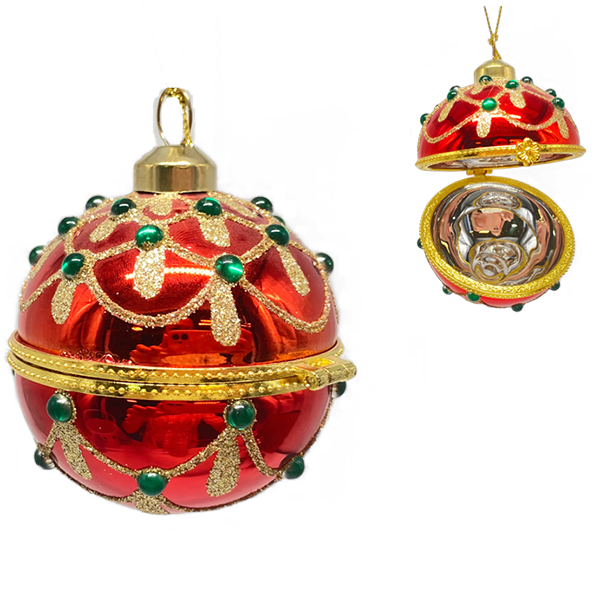 90mm Glass  Red Ball Ornament 