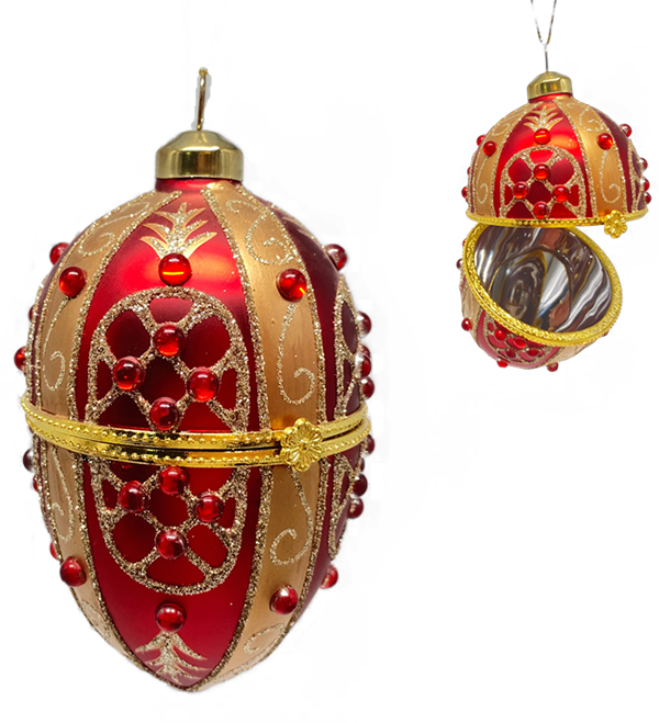 70mm Glass Red Egg Ornament 