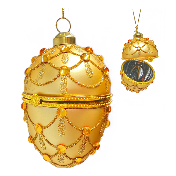 70mm Glass Gold Egg Ornament  