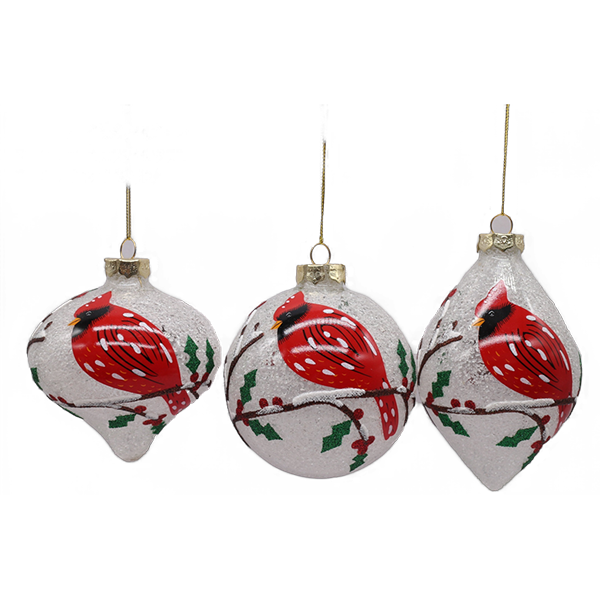 Shatterproof Ball, Finial & Onion Ornaments, 3 Assorted 