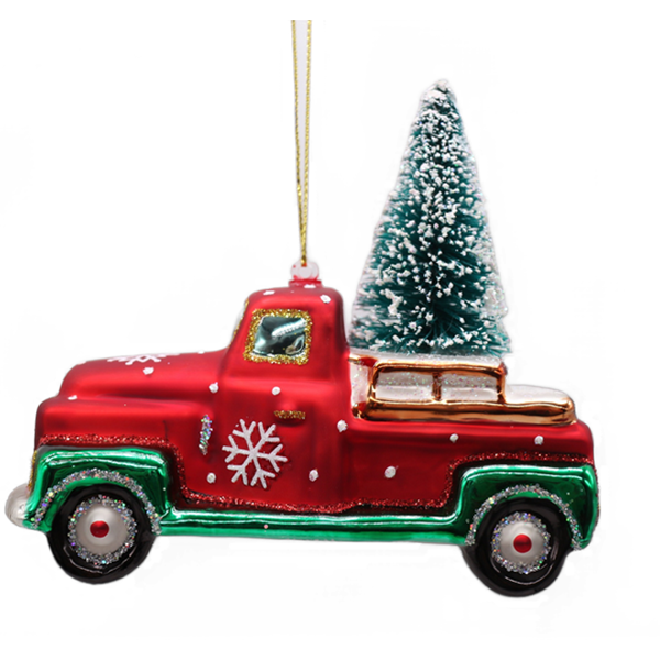 Glass Truck Ornament 