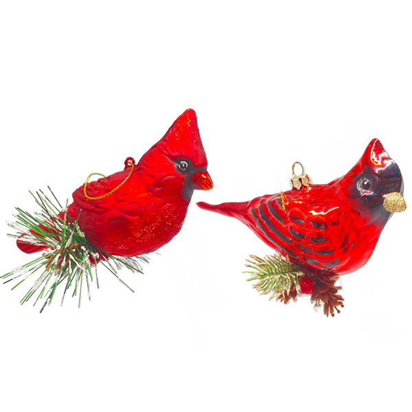 Glass Cardinal Ornament  