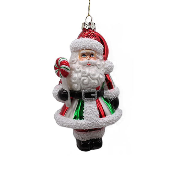 Glass Santa Ornament 