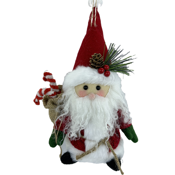 Fabric Santa Ornament  