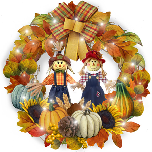 30’’ Light Up Harvest Scarecrow Wreath