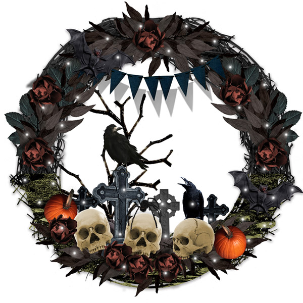 Halloween Graveyard Wreath ,Sound Effect ,Light Control