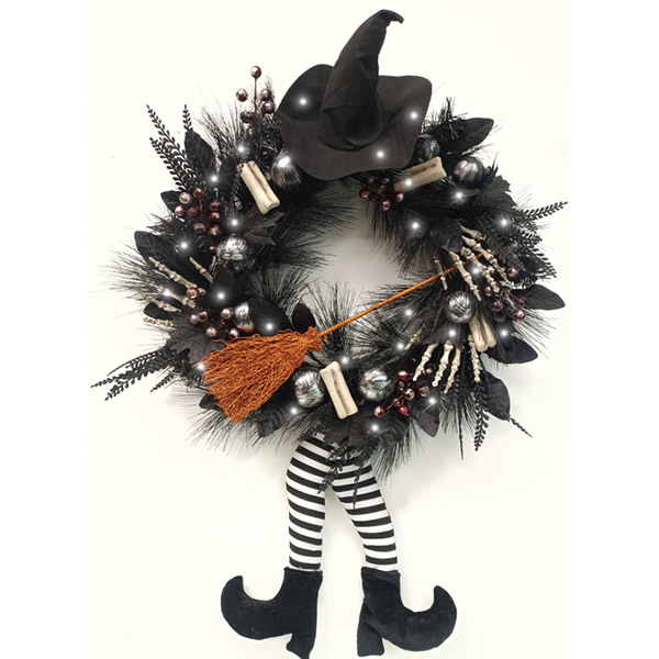 Halloween Witch Wreath ,Sound Effect ,Light Control