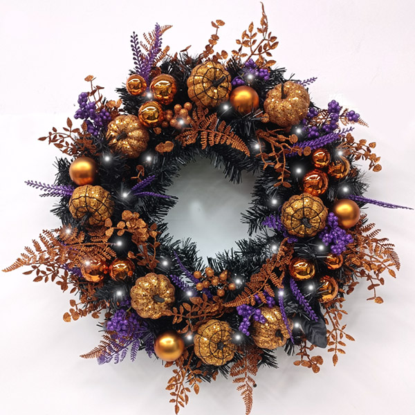 30’’ Light Up Halloween Wreath