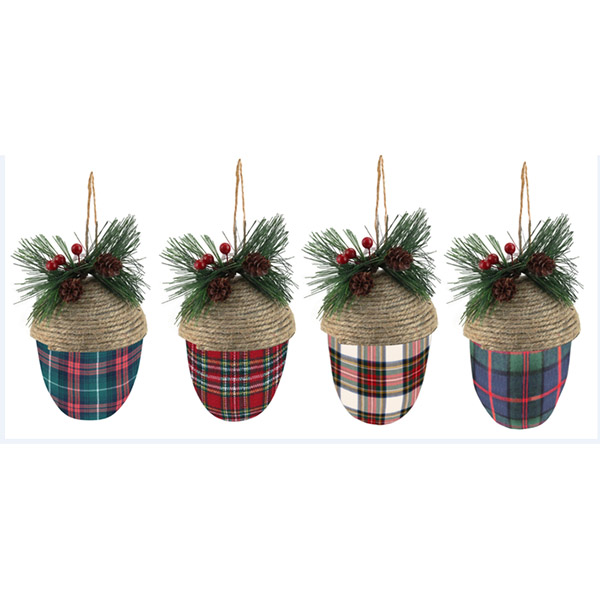  Plaid Pine Cone Ornament